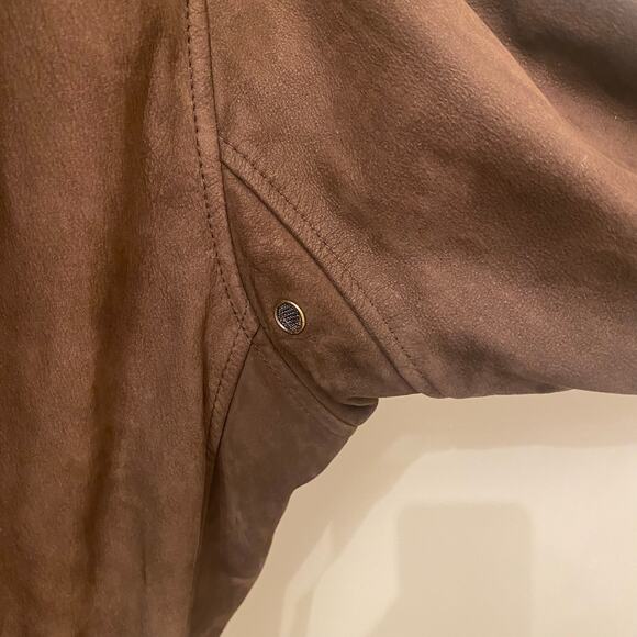 90s Vintage Timberland Dark Brown Cowhide Leather Bomber Jacket Size Large - Picture 6 of 8